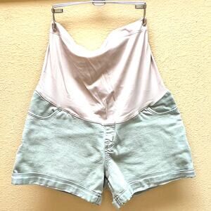 Womens Liz Lange Maternity Full Belly Jean Cuffed Shorts Size S